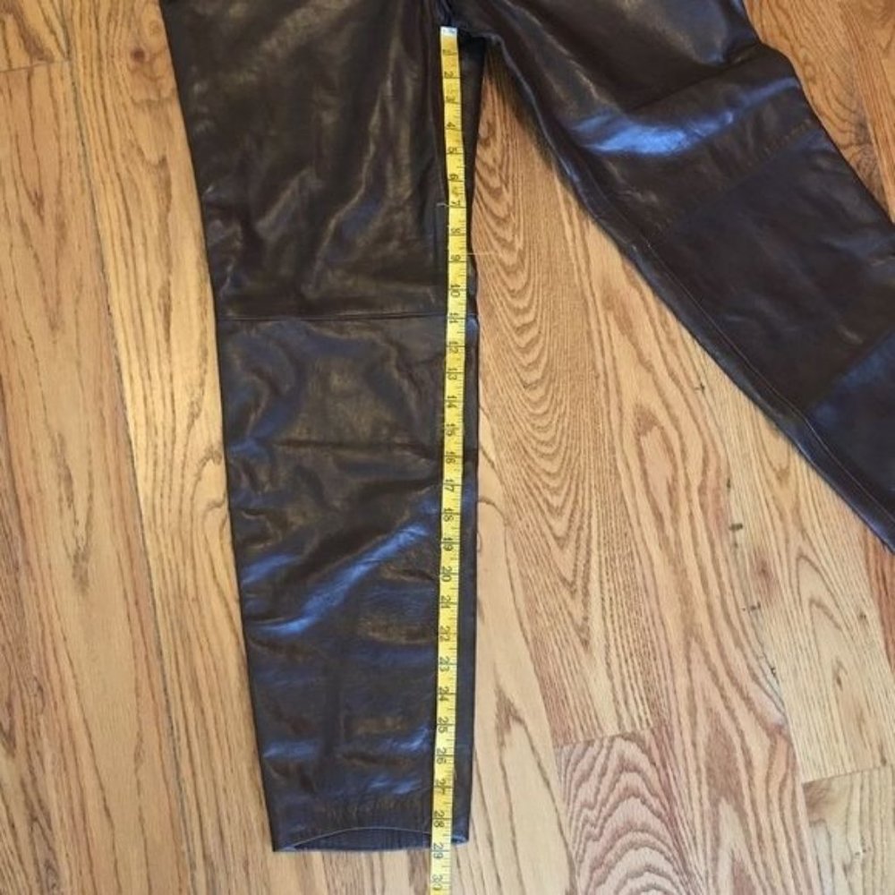 Escada Brown Leather Pants - Picture 6 of 8